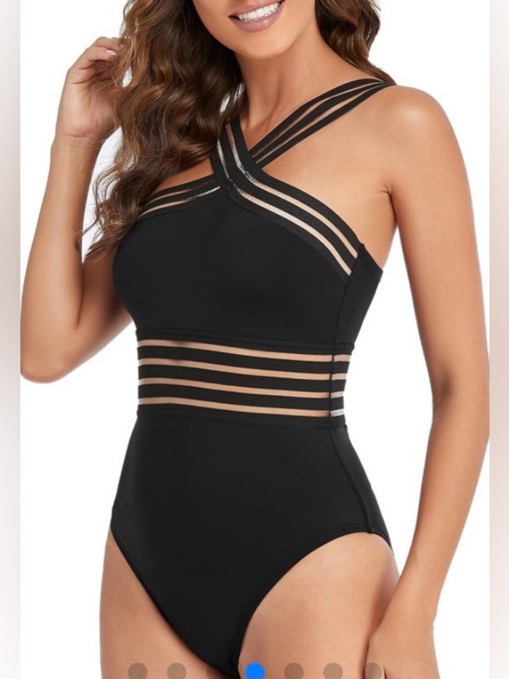 Hilor Women's One Piece Swimsuit S 4-6 Runs SM NWT Front Crossover Hollow Beach
